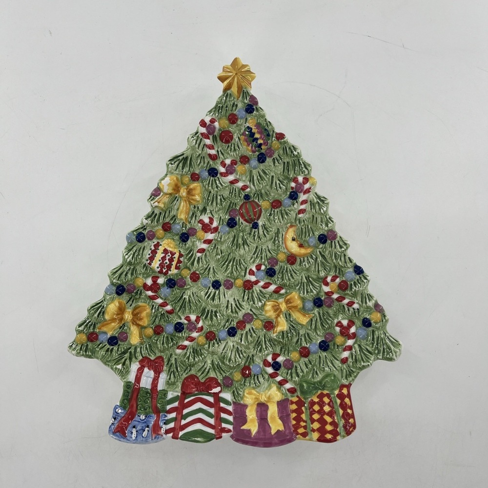 Christopher Radko Traditions Christmas Tree Cookie Platter Plate Holiday 13.5x11
